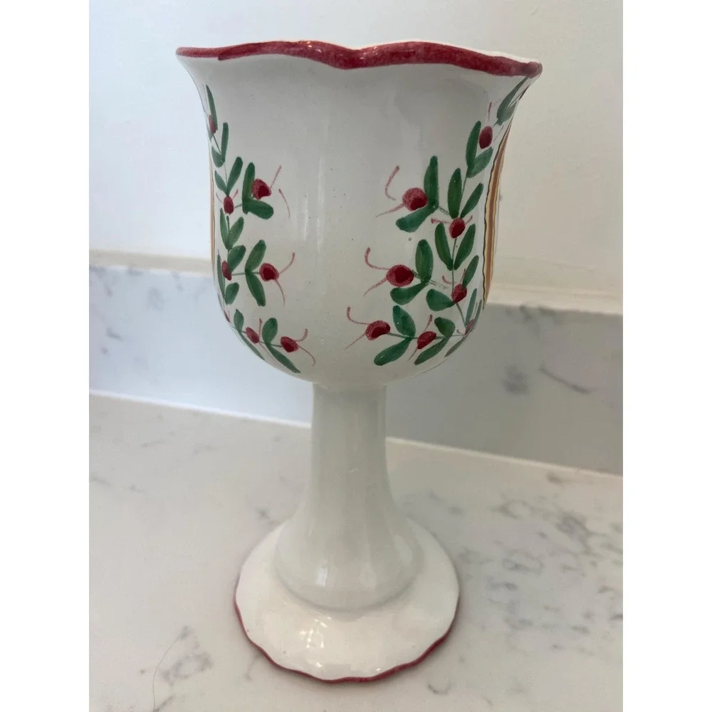 Vintage Italian Ceramic Goblet with Rooster‎
